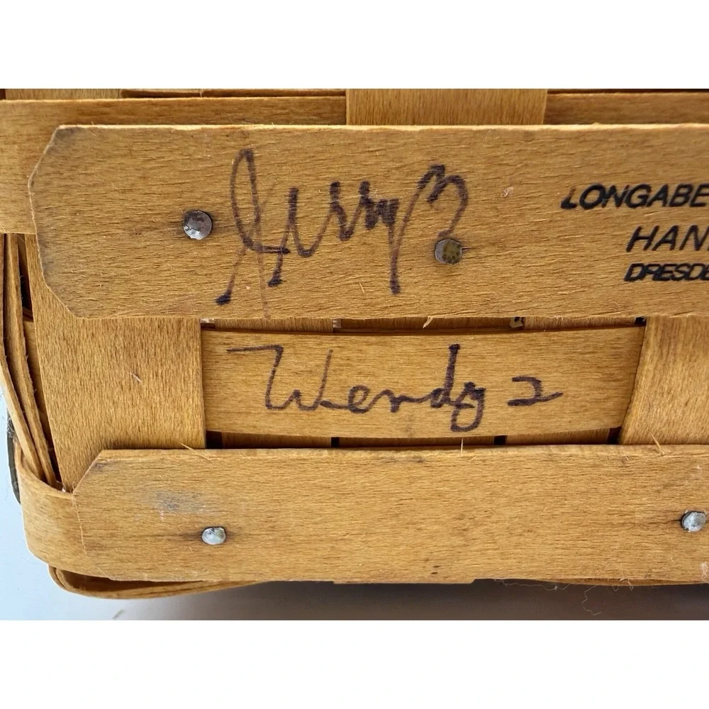 Longaberger Dresden Basket 2001 Hand Painted Lid Plastic Liner Signed